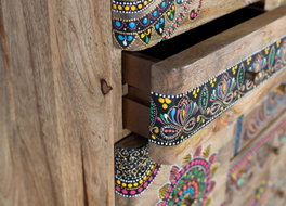 GINER Y COLOMER Commode 11 tiroirs en bois de manguier multicolore